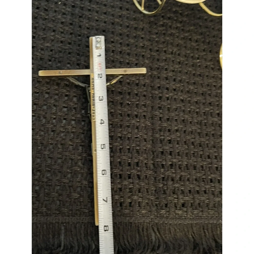 Vintage INRI Jesus Christ Brass Crucifix Cross Wall‎ Decor- ARMS- PARIS